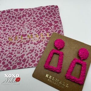 Kelmall hot pink textured dangle earrings